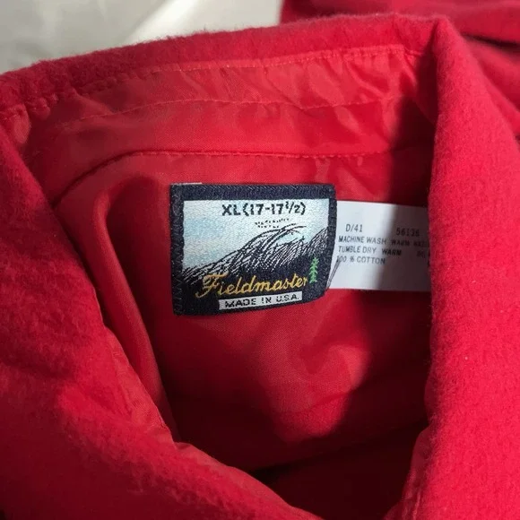 Vintage 1980s SEARS FIELDMASTER Red Flannel‎ Guide Shirt MADE IN USA Size XL - Picture 7 of 8